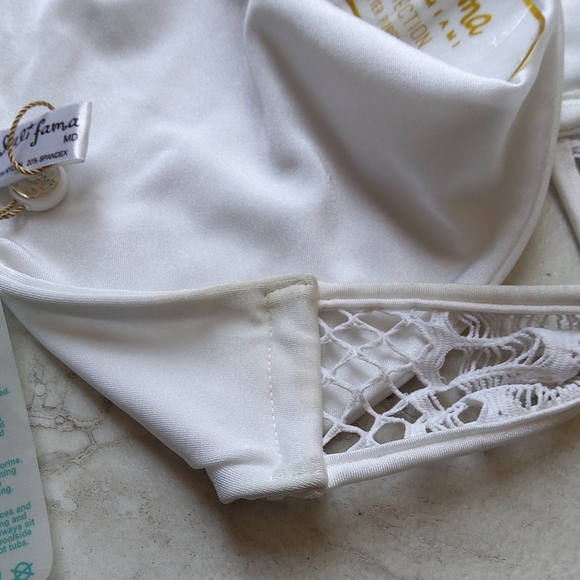 Luli Fama Carnaval White Crochet Swim Bottoms NWT IR - M - Picture 5 of 6